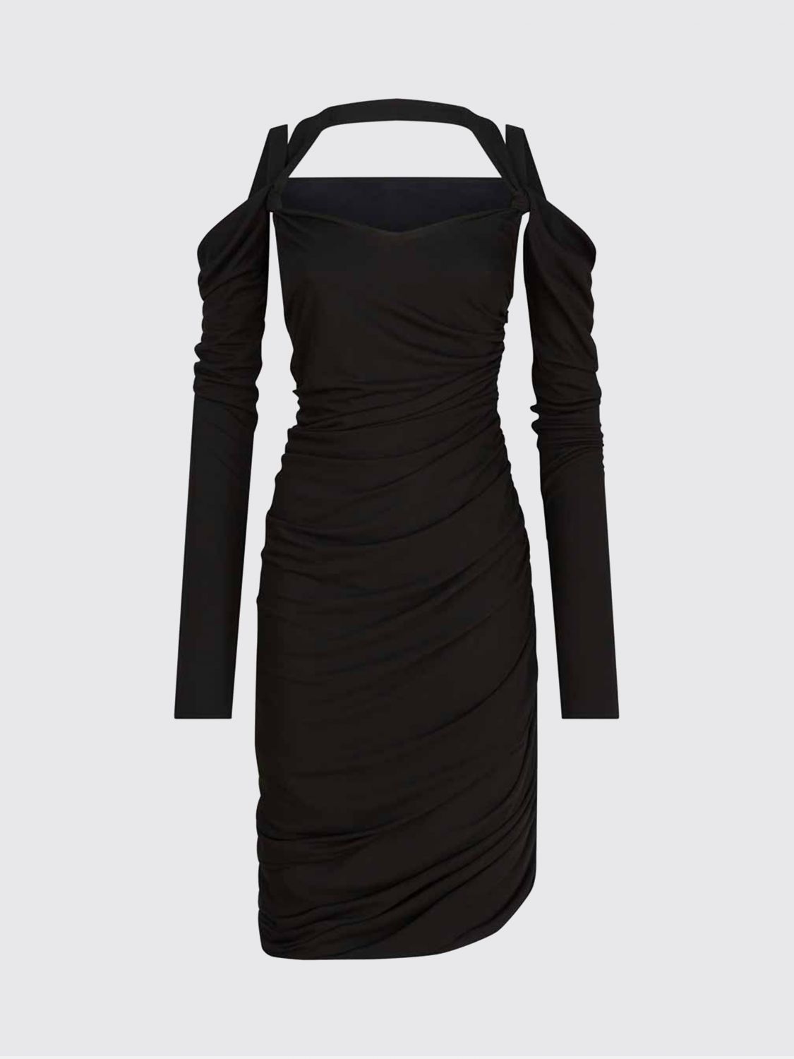 Attico Black Midi Dress In Viscose Crêpe In Black