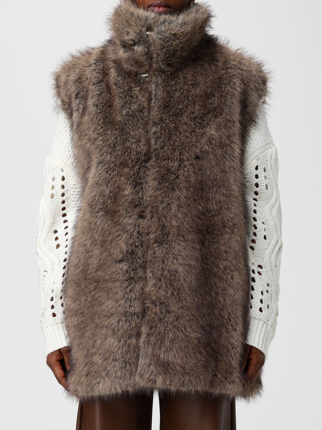 Liu •jo Fur Coat Liu Jo Woman Color Brown In Brown