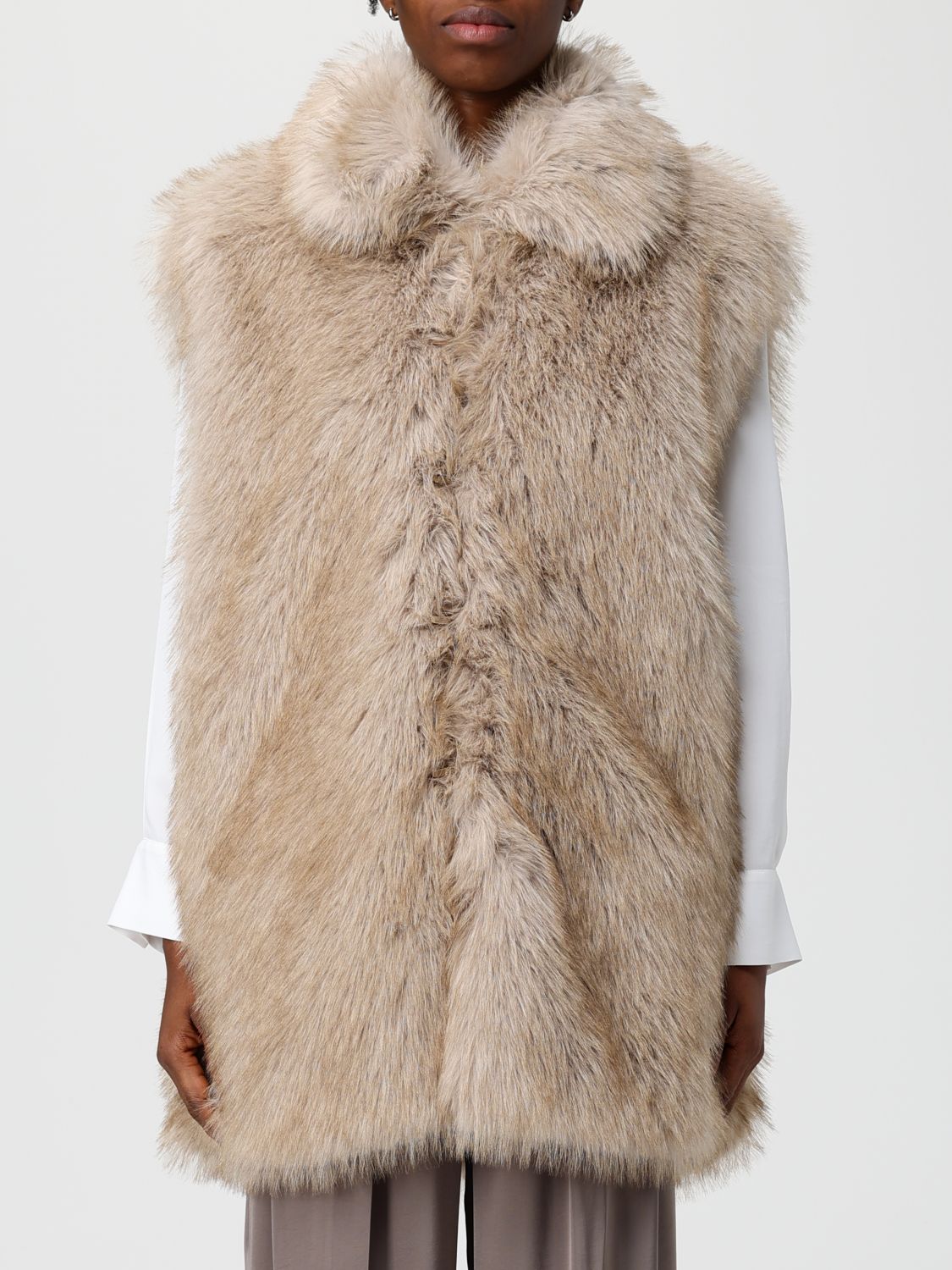 Liu •jo Fur Coat Liu Jo Woman Color Honey In Brown
