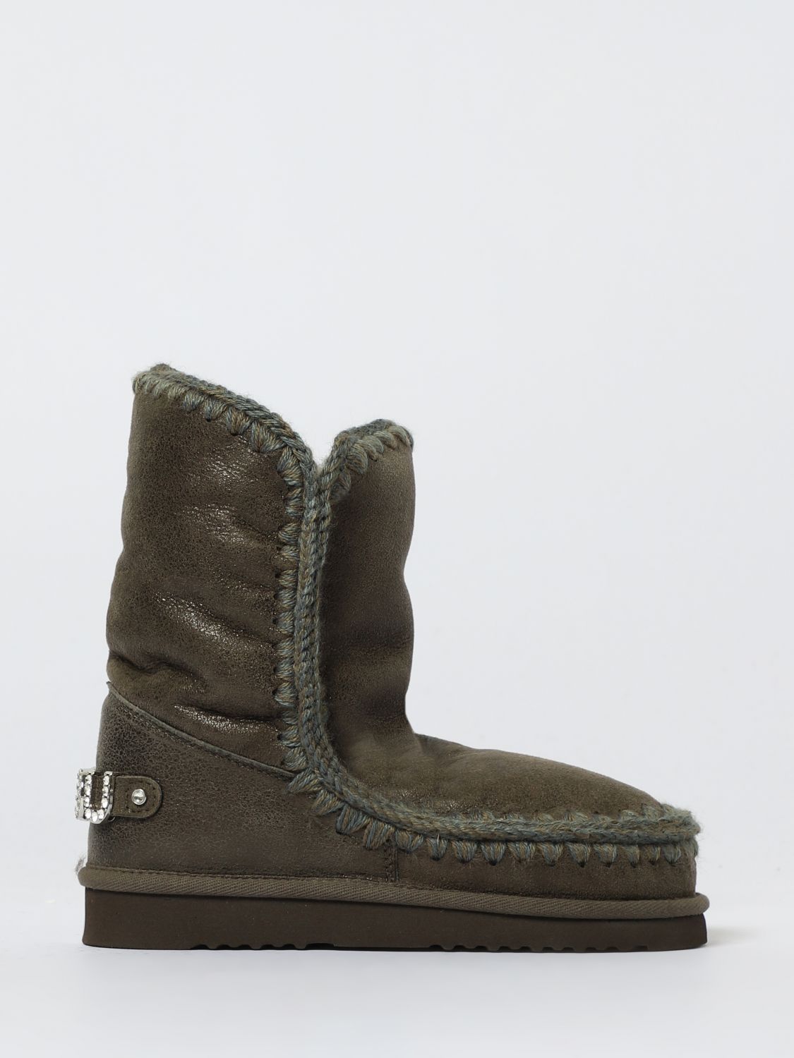 Mou Flat Ankle Boot  Woman Color Green In Gray