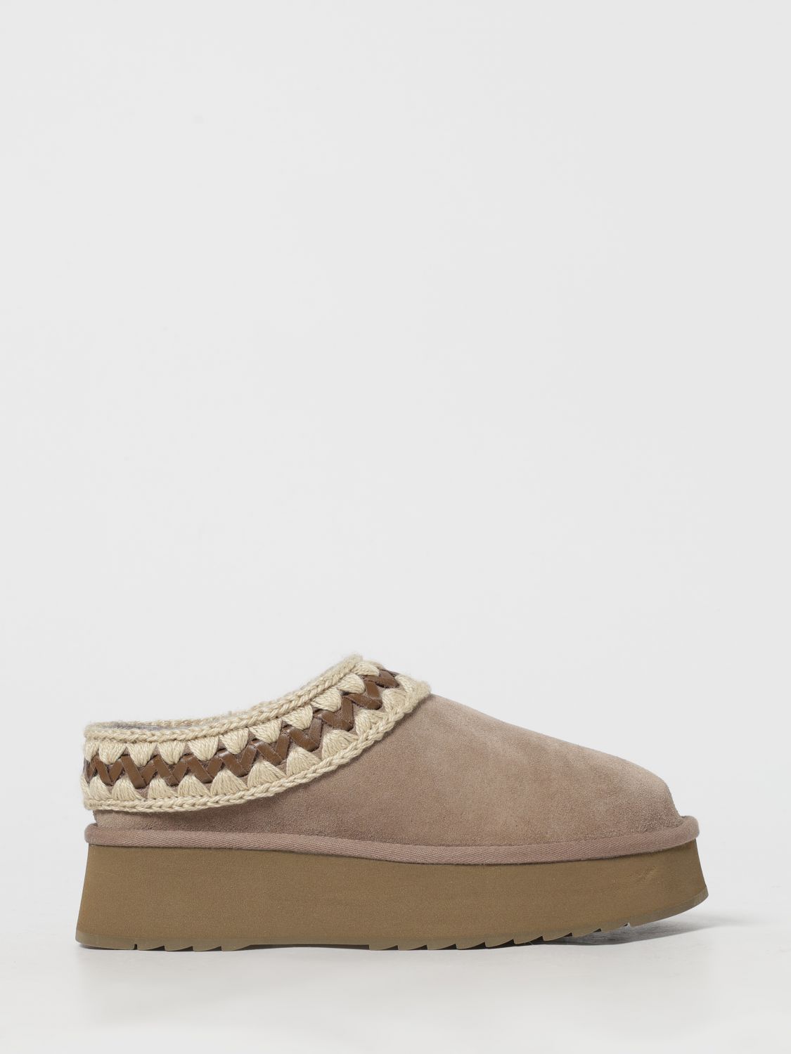 Mou Platform Clog Suede Slippers In Brown