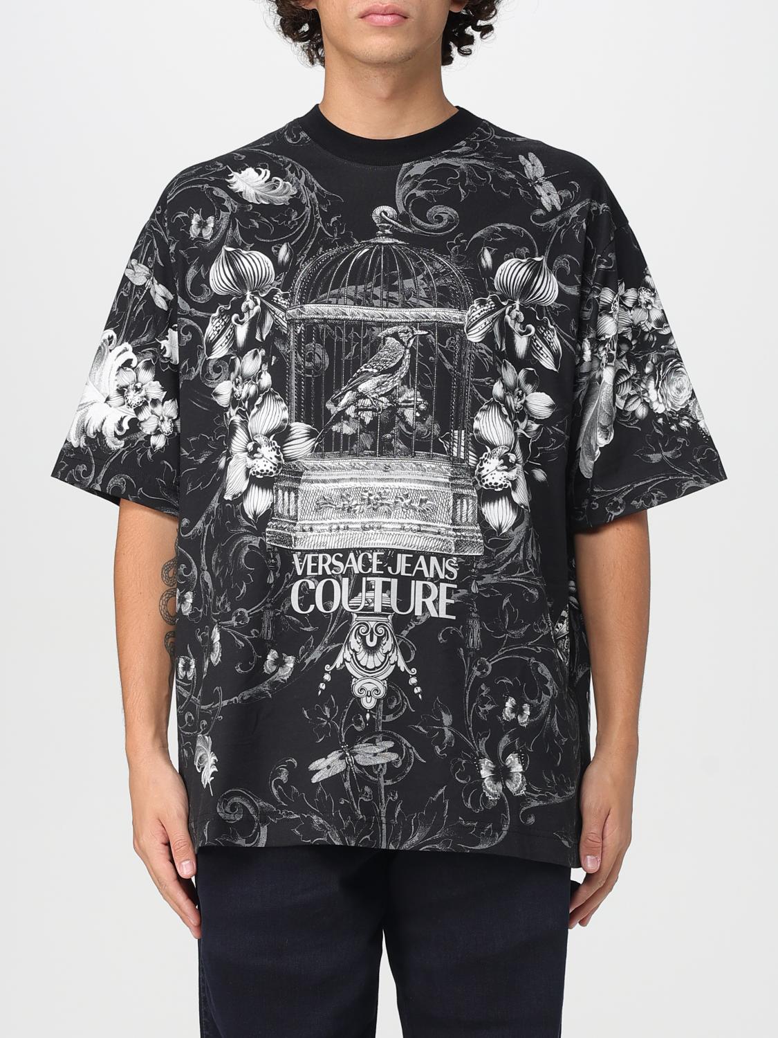 VERSACE JEANS COUTURE T-Shirt Men color Black　VERSACE JEANS COUTURE Tシャツ メンズ カラー ブラック VERSACE