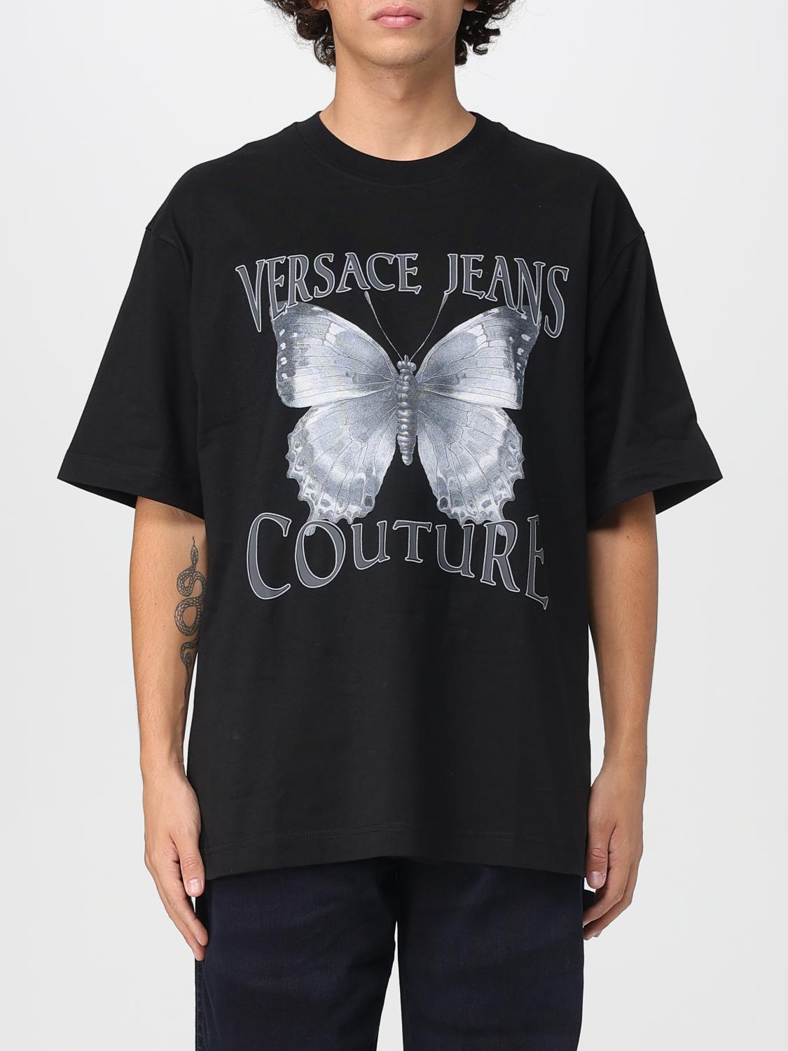 VERSACE JEANS COUTURE T-Shirt Men color Black　VERSACE JEANS COUTURE Tシャツ メンズ カラー ブラック VERSACE
