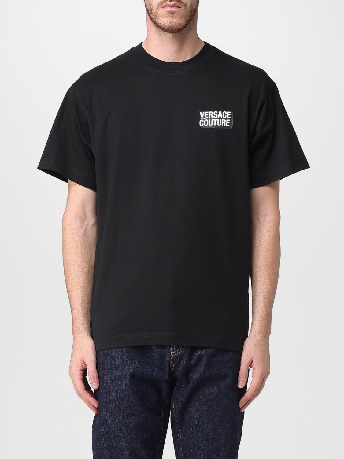 VERSACE JEANS COUTURE T-Shirt Men color Black　VERSACE JEANS COUTURE Tシャツ メンズ カラー ブラック VERSACE