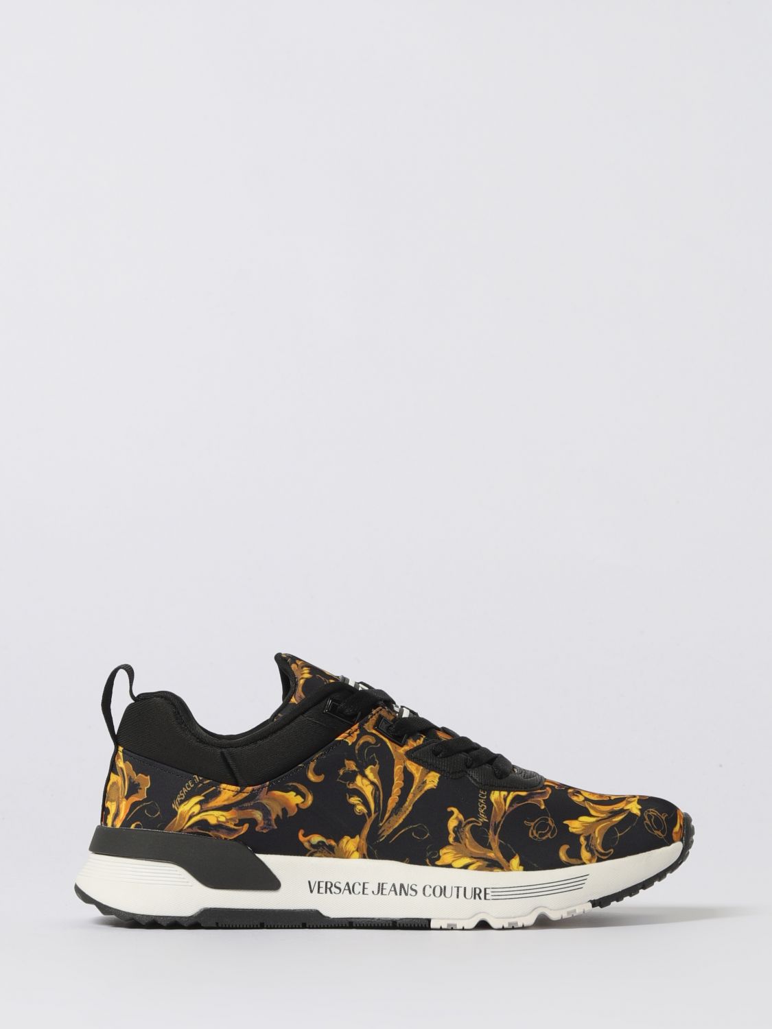Versace Jeans Couture Baroque-print Sneakers In Black