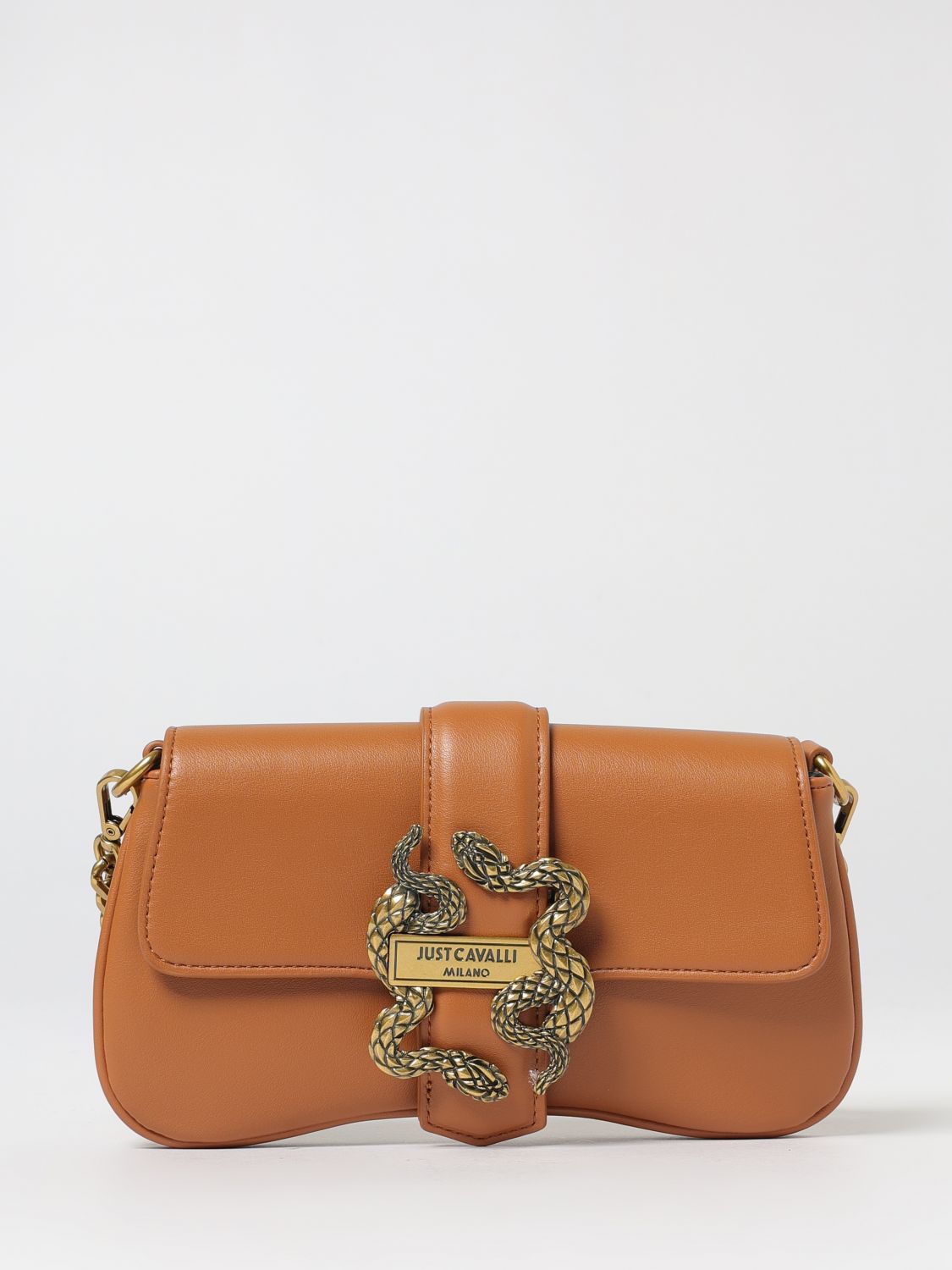 Just Cavalli Iconic Snakes Tote Bag In Brown