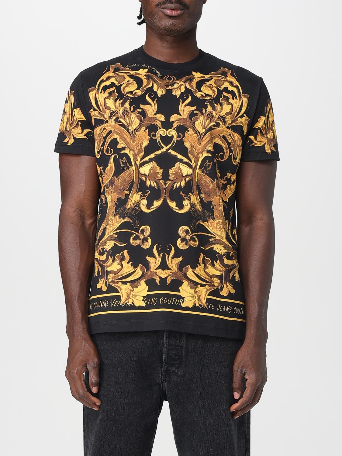 VERSACE JEANS COUTURE T-Shirt Men color Black　VERSACE JEANS COUTURE Tシャツ メンズ カラー ブラック VERSACE