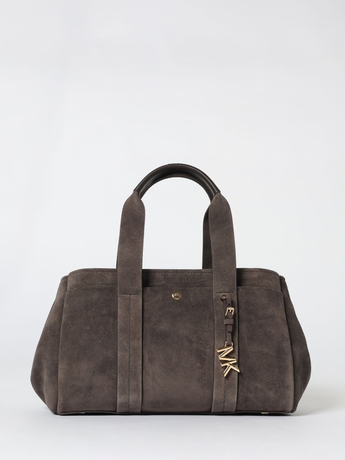 Michael Kors Brown Shoulder Bag With Metallic Pendant In Suede Woman In Brown