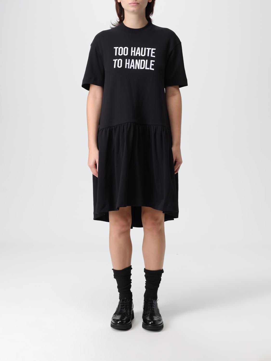 Moschino Graphic Print Dress Short Sleeves In Black