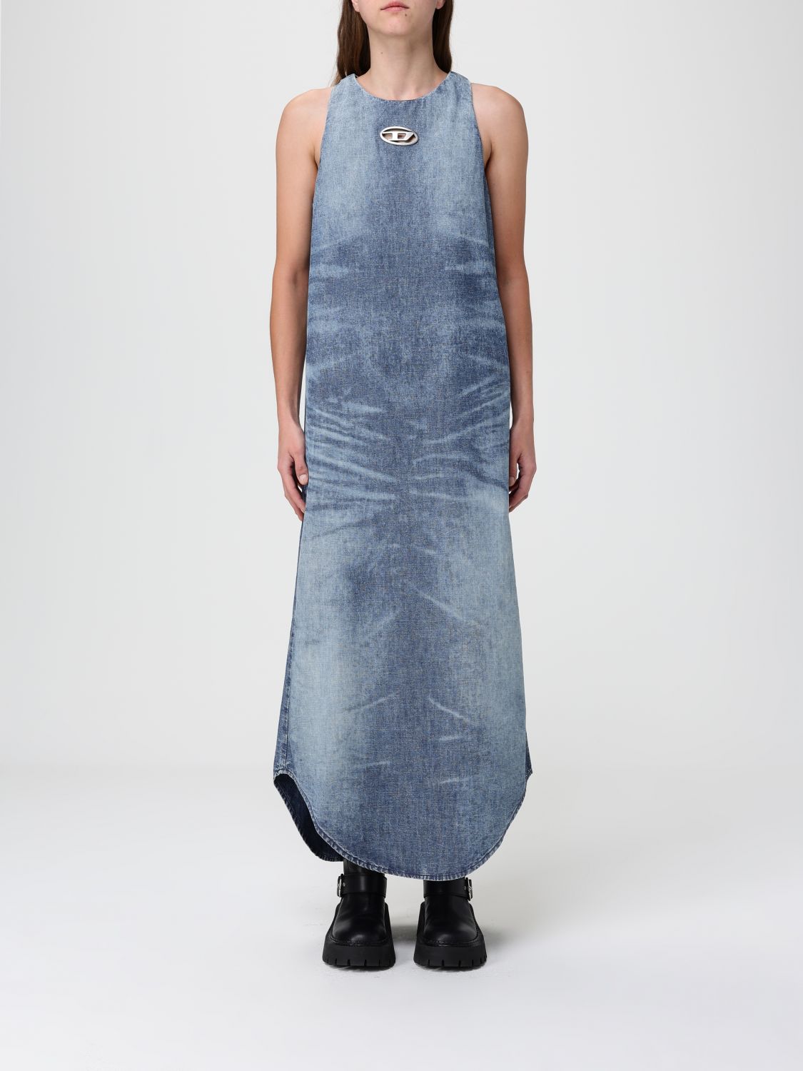 Diesel Dress  Woman Color Denim In Blue