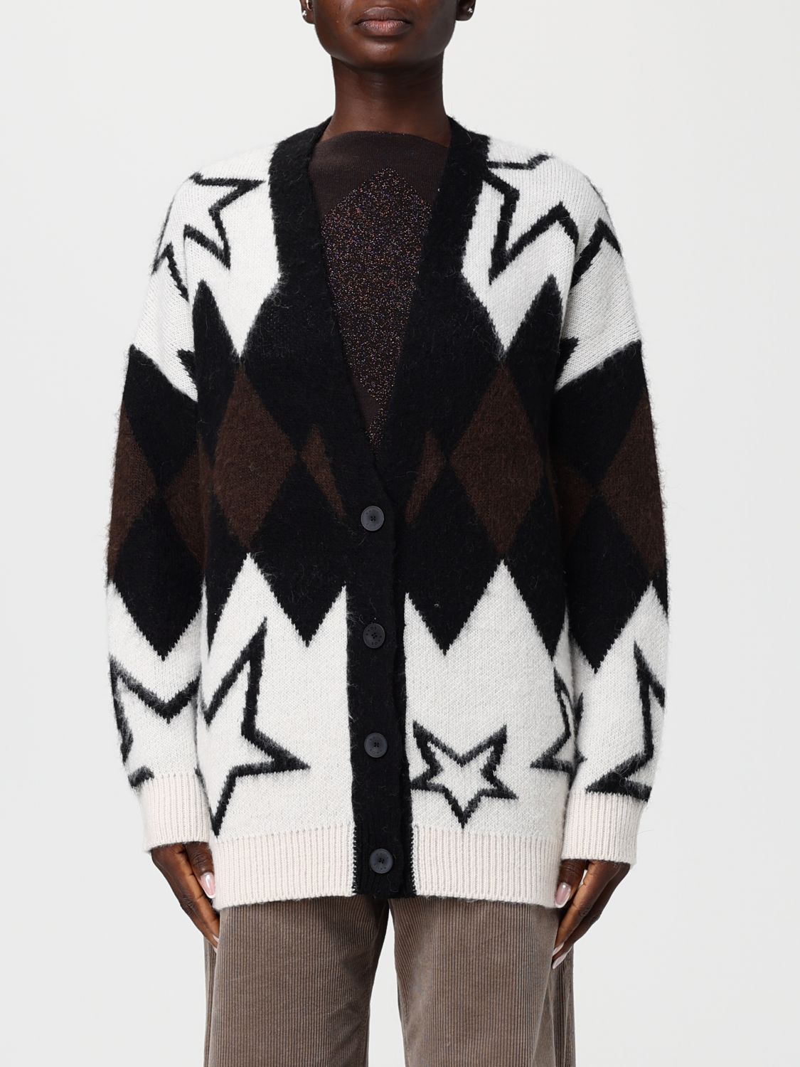 Kaos Cardigan  Woman Color Yellow Cream In Multi