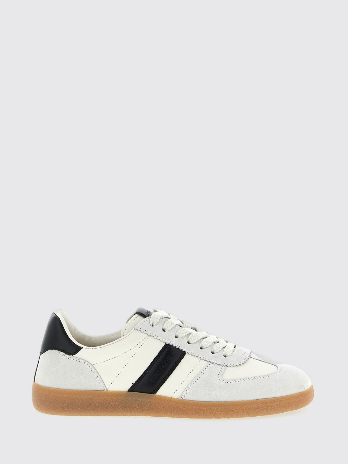Tom Ford Archer White Low Top Sneakers With Logo Lettering On Tongue And Heel And Contrasting Heel In Leather In Multi