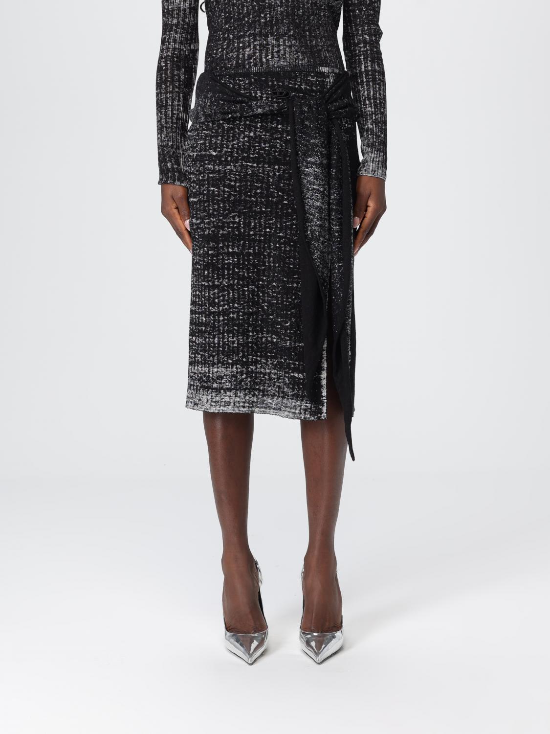 Diesel Knit Skirt With Knot In Blue