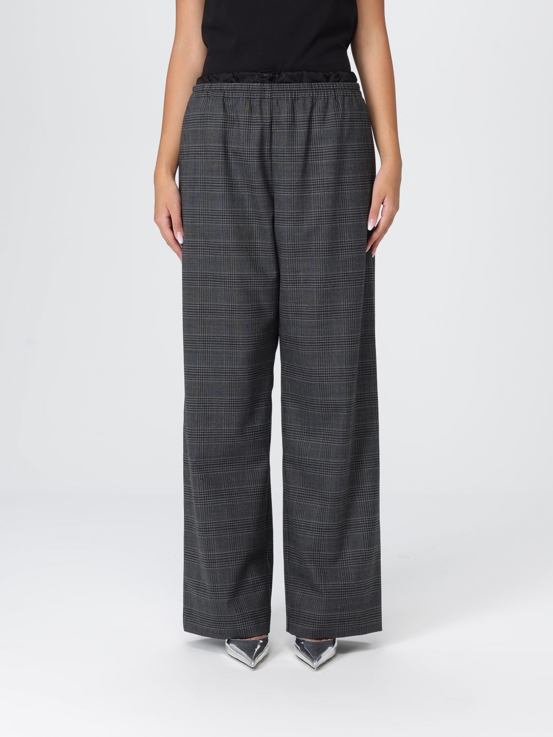 Diesel Women Black Prince Of Wales P-yrite Trousers In Black