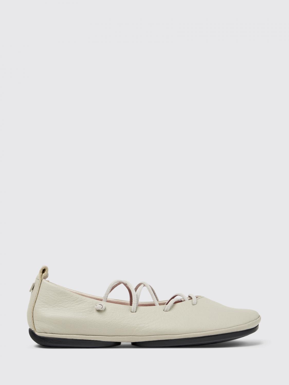 Camper Right Nina Lace-up Leather Ballet Flats In Animal Print