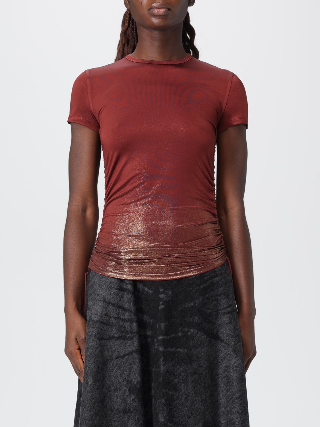 Diesel T-shirt  Woman Color Brown In Burgundy