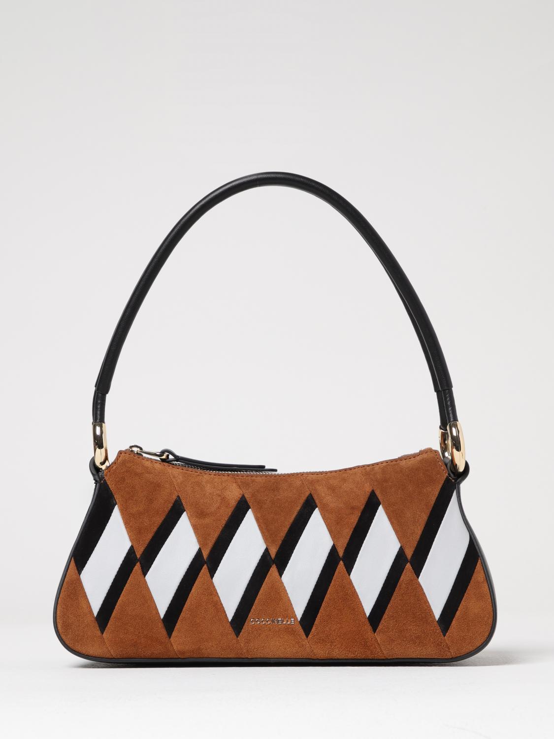 Coccinelle Lisbet Diamond-pattern Shoulder Bag In Brown