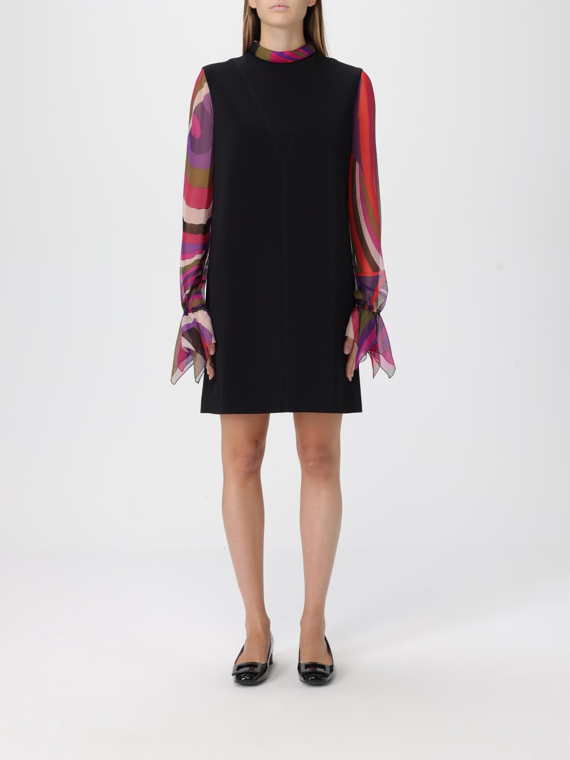 Pucci Contrast-sleeves Mini Dress In Black