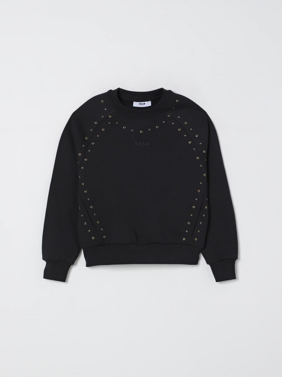 Msgm Black Sweatshirt For Girl With Stunds In Black