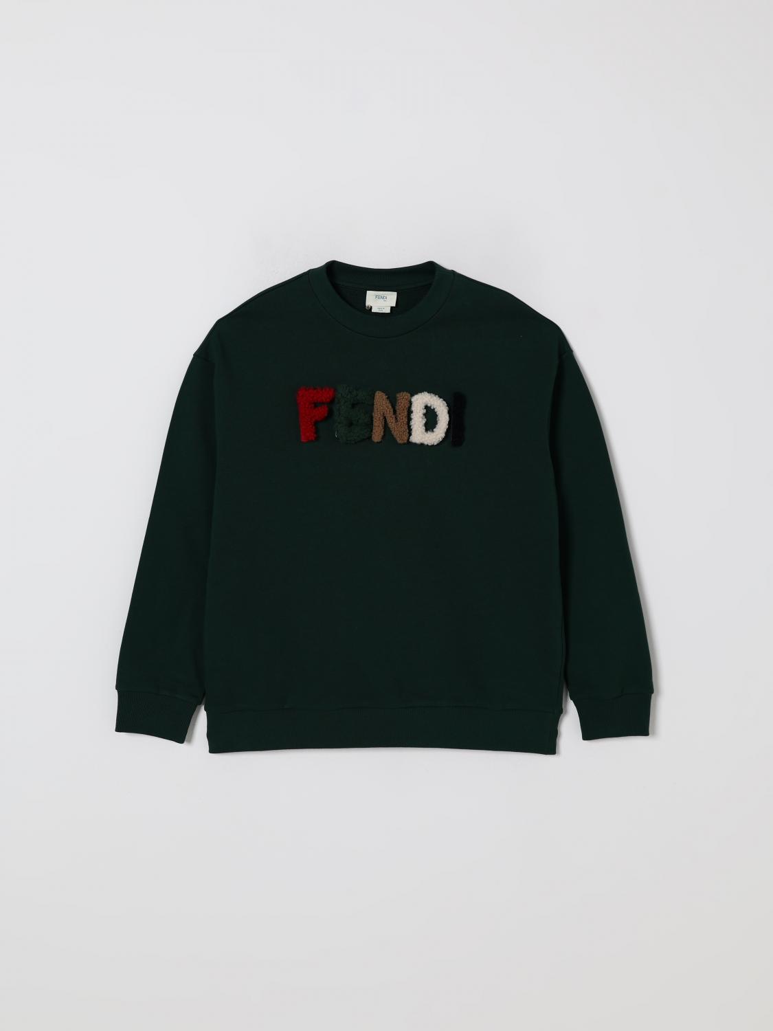 FENDI Felpa a girocollo in cotone con logo