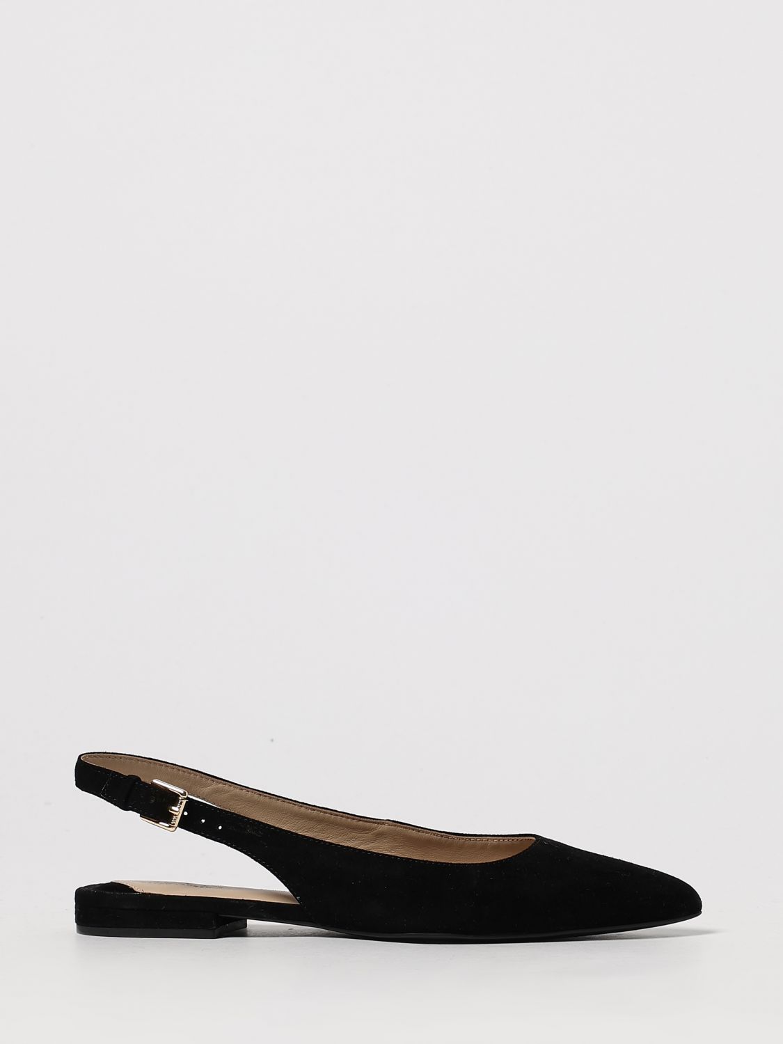 Ralph Lauren Londyn Suede Slingback Flat In Black