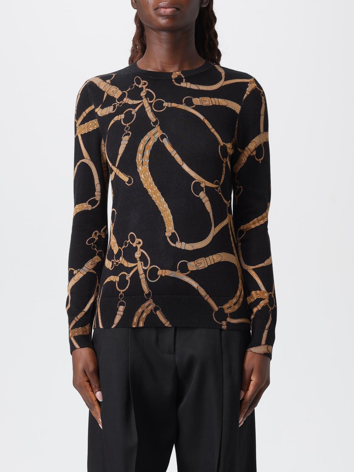 Ralph Lauren Womens Belting Print Cotton Blend Sweater P Xs 3x In Black