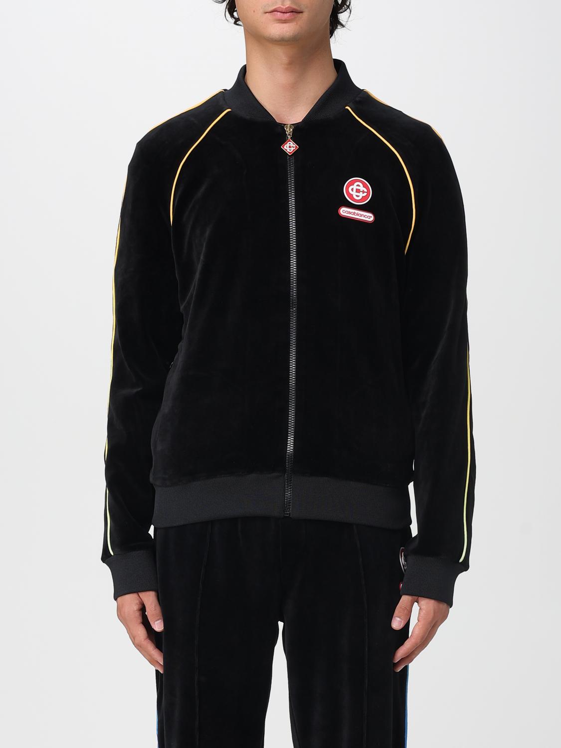 Casablanca Mens Velour Logo-patch Cotton-blend Track Jacket Black In Black
