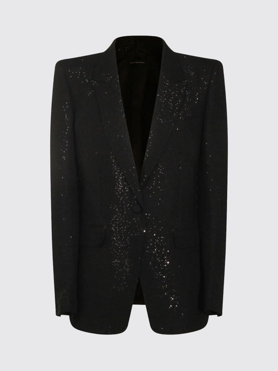 Tom Ford Single-breasted Wool Blend Crepe Jacket With Sequins In Black