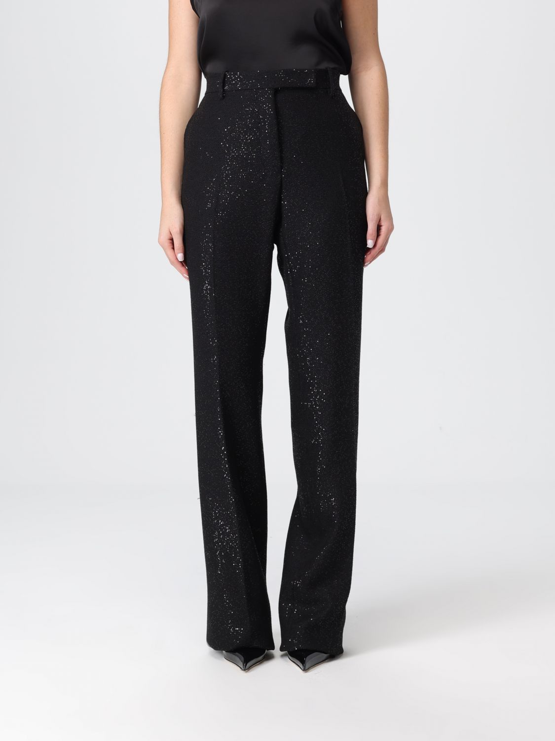 Tom Ford Sequin-embellished Wool-blend Twill Straight-leg Pants In Black