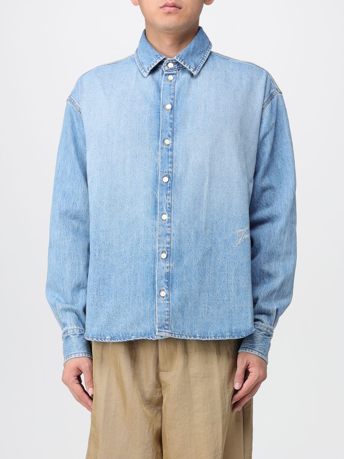 Jacquemus La Chemise De-nimes Simon With Embroidered Logo Clothing In Multi