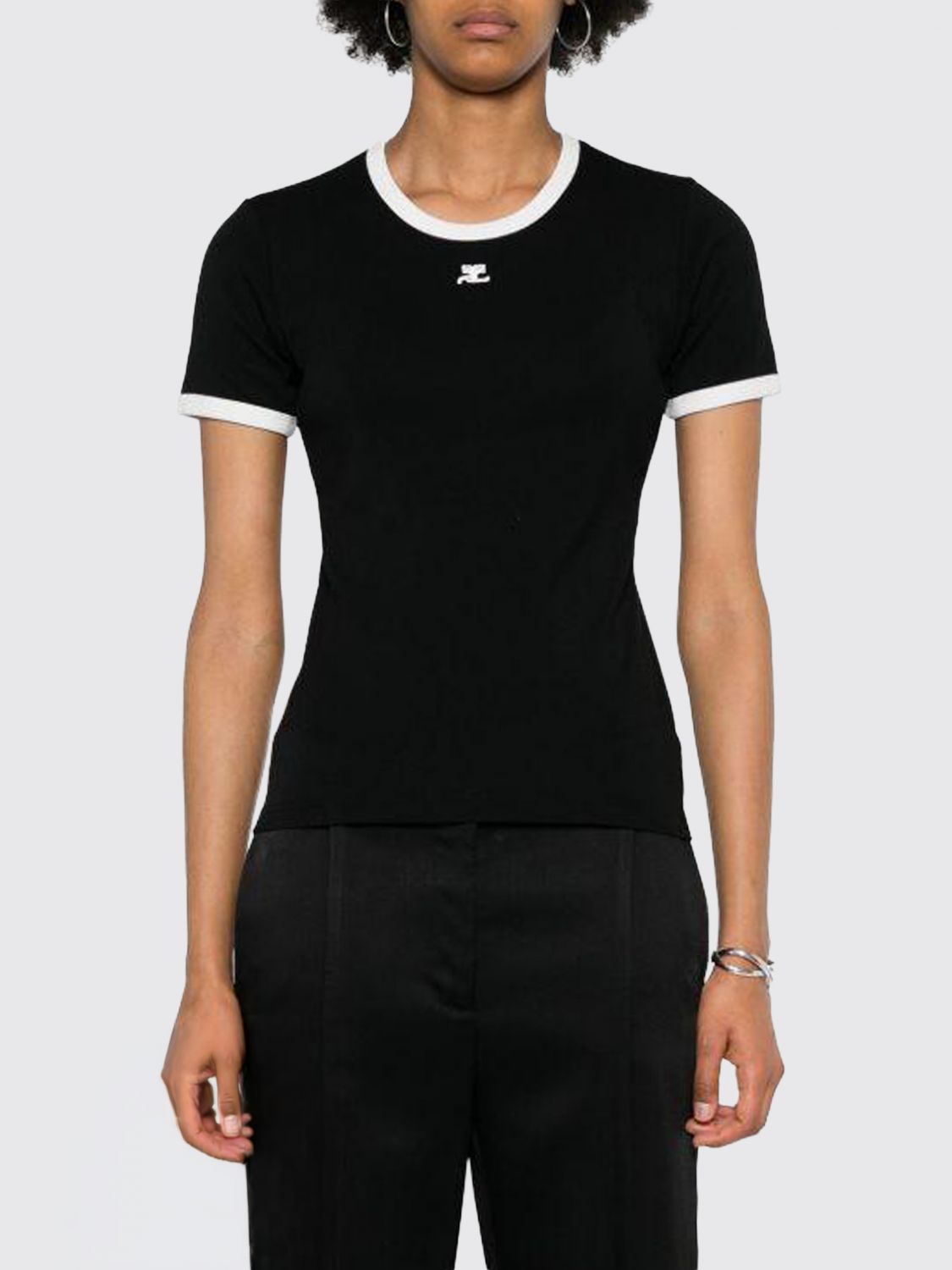 COURRÈGES T-Shirts Donna colore Nero