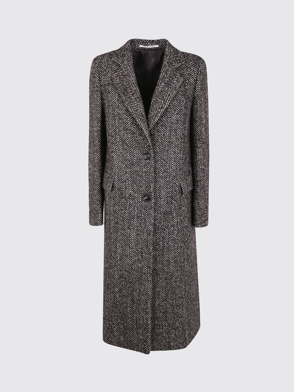 Tagliatore Herringbone Long Sleeve Coat Side Pockets In Animal Print