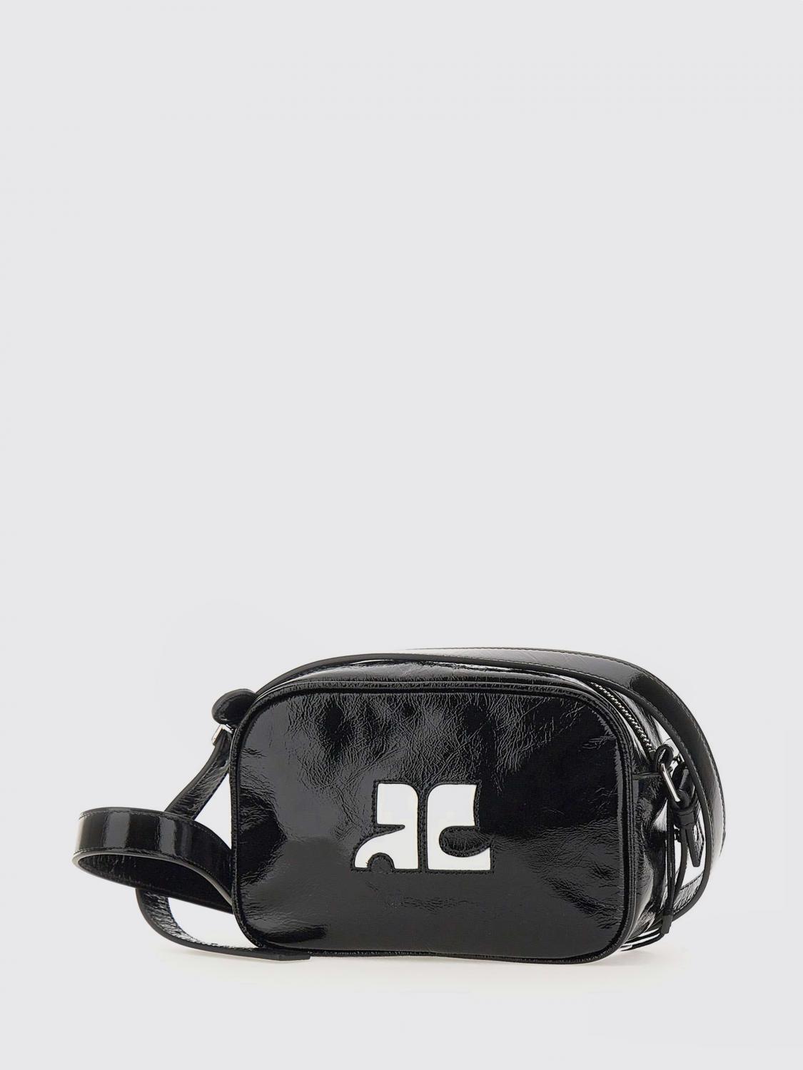 Courrèges Reedition Naplack Mini Bag With Engraved Logo In Black