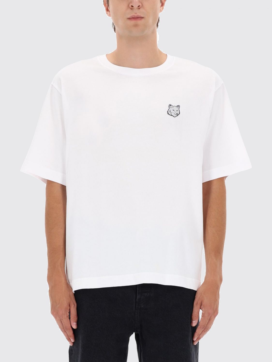 T-shirt in cotone con logo Maison Kitsuné
