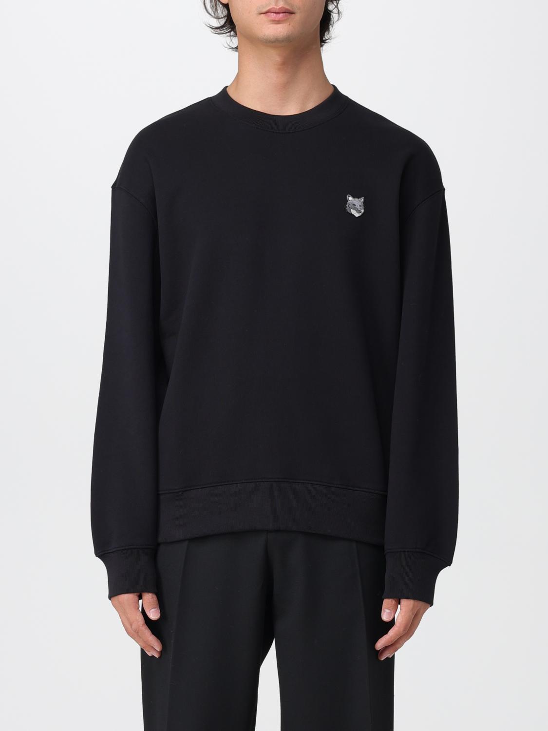 Maison Kitsuné Man Sweatshirt Black Size L Cotton In Animal Print
