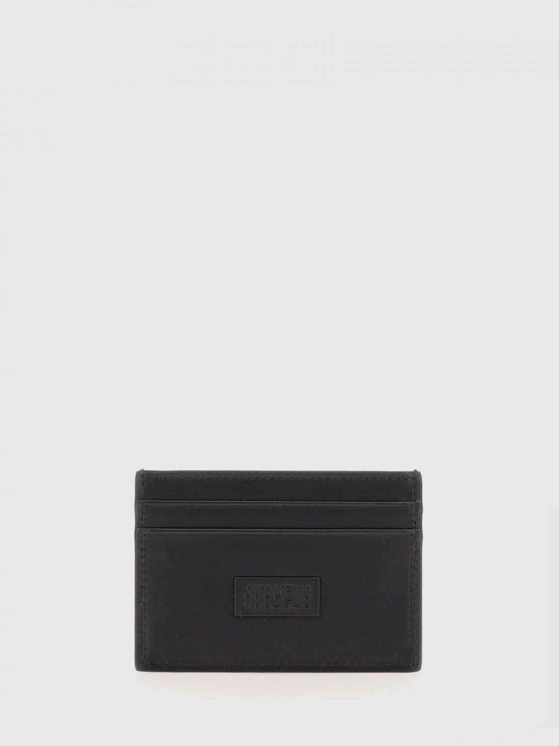 Mm6 Maison Margiela Logo Patch Open Top Cardholder In Black