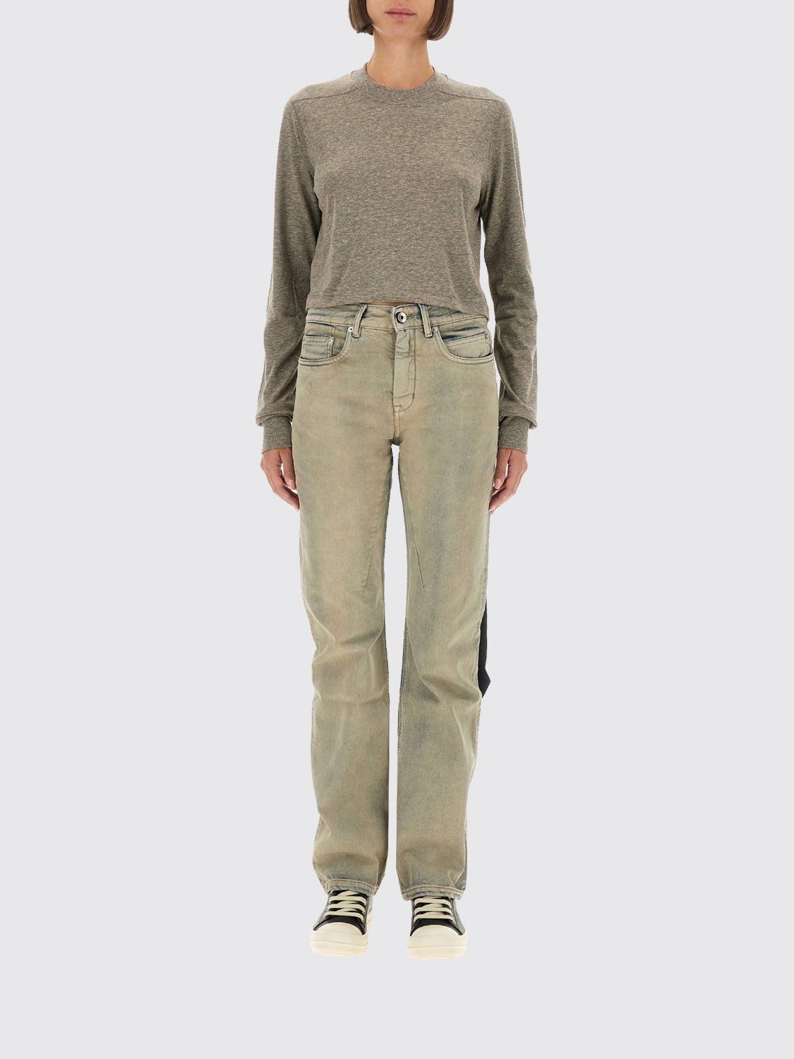 Rick Owens Drkshdw Ls Cropped Small Level T" T-shirt In Gray