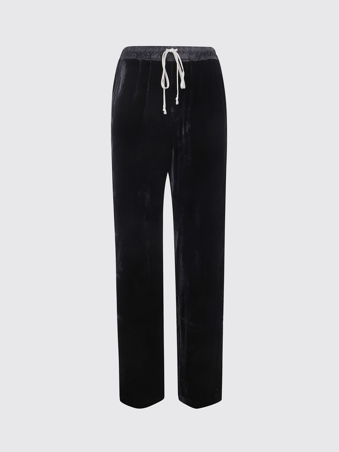 Rick Owens Velvet Drawstring Waistband Trousers In Black