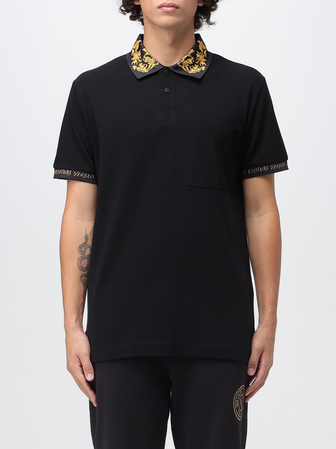 VERSACE JEANS COUTURE Polo Shirt Men color Black　VERSACE JEANS COUTURE ポロシャツ メンズ カラー ブラック VERSACE