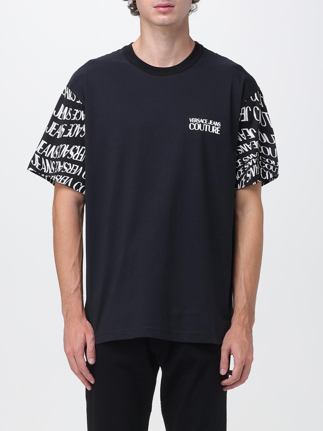 VERSACE JEANS COUTURE T-Shirt Men color Black　VERSACE JEANS COUTURE Tシャツ メンズ カラー ブラック VERSACE