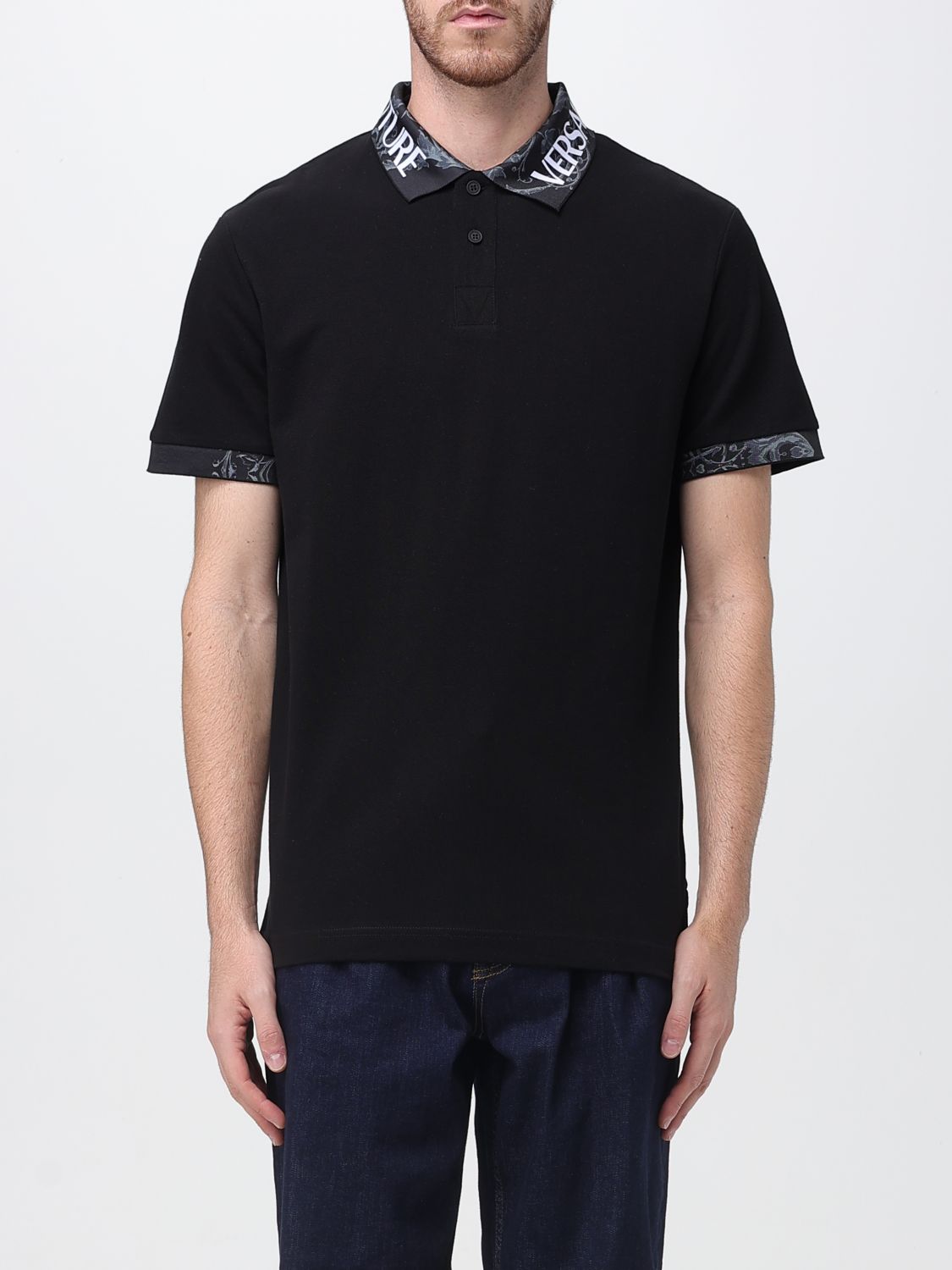 Versace Jeans Couture Polo Shirt Men Color Black In Black