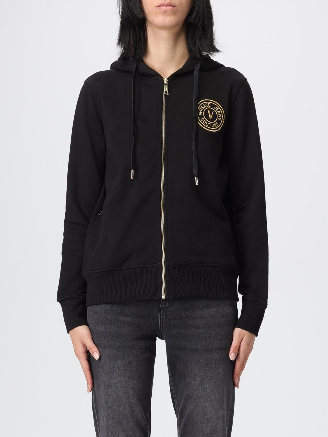 VERSACE JEANS COUTURE Sweatshirt Woman color Black　VERSACE JEANS COUTURE スウェットシャツ レディース カラー ブラック VERSACE