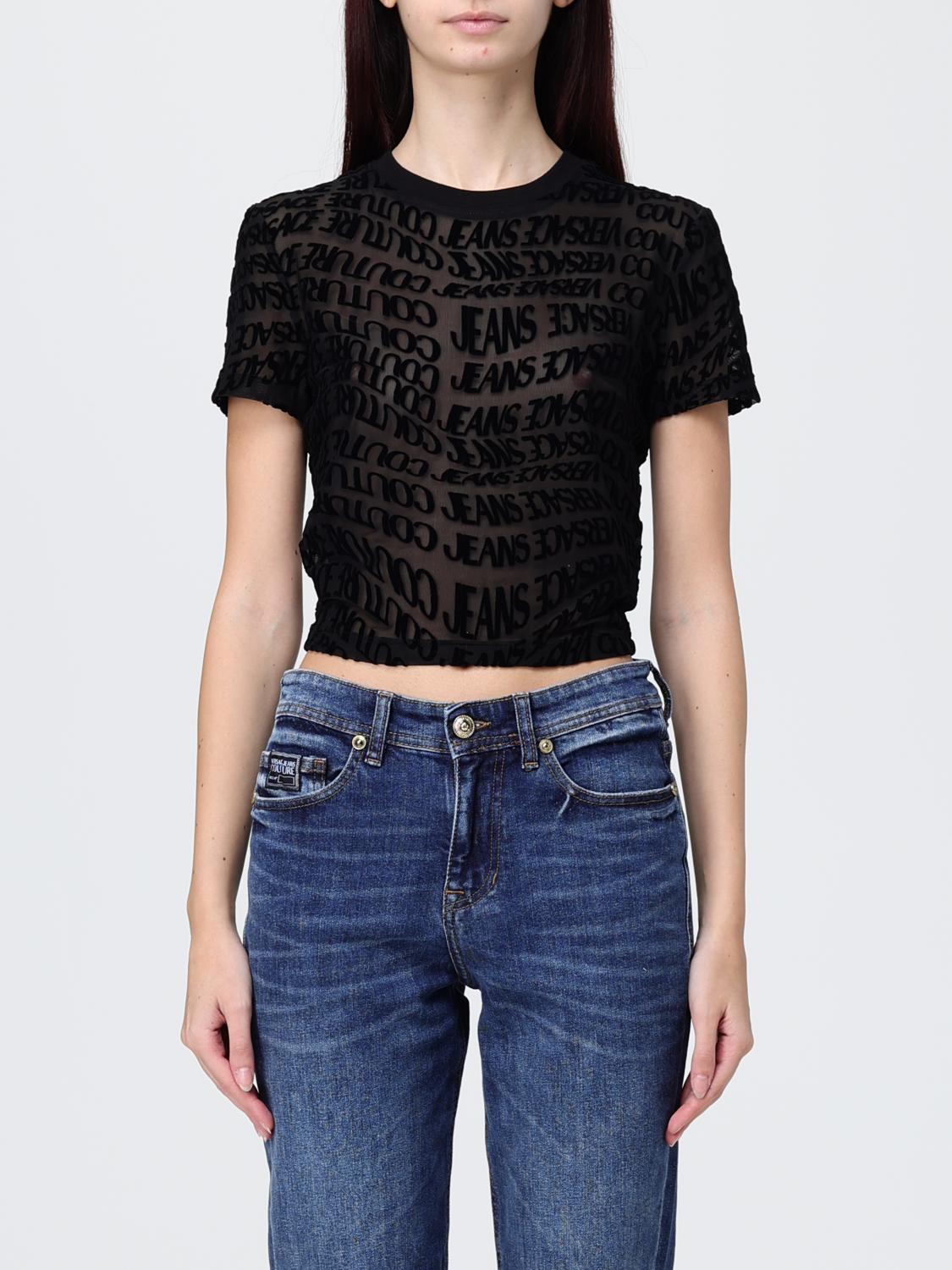 VERSACE VERSACE JEANS COUTURE Top Woman color Black　VERSACE JEANS COUTURE トップ ウーマン カラー ブラック