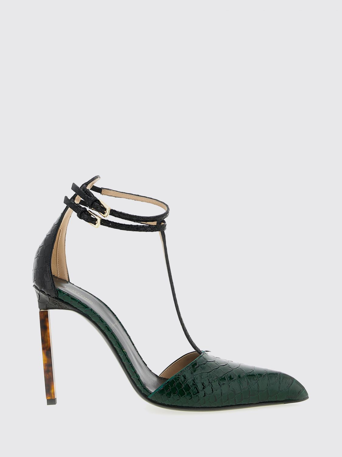 Tom Ford T-bar Ankle Strap Pointed Toe Pumps In Green