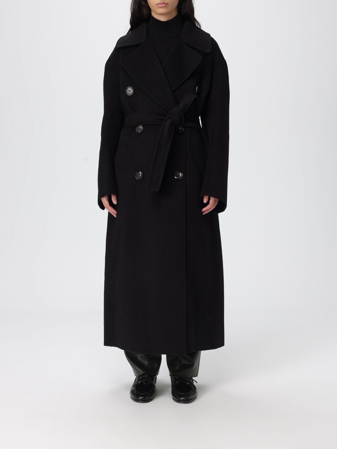 Max Mara Trench Coat Woman Color Black In Black