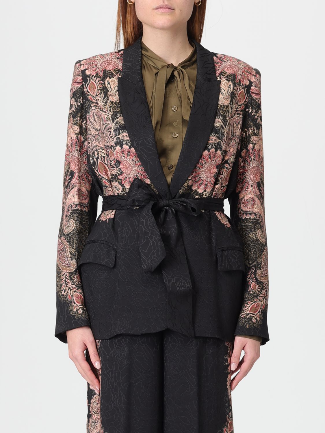 Twinset Blazer Jacquard Avec Imprimé In Black
