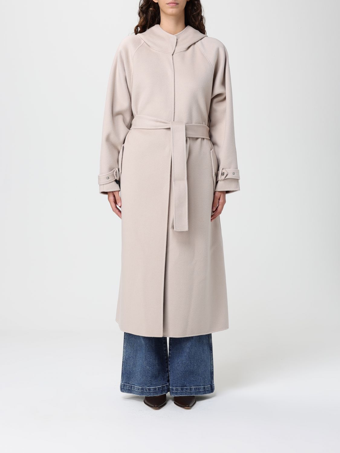 Pinko Trench Coat Woman Color Beige In Neutral