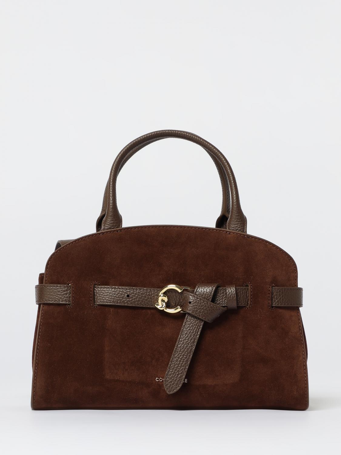 Coccinelle Sabine Suede Bimaterial Small In Brown