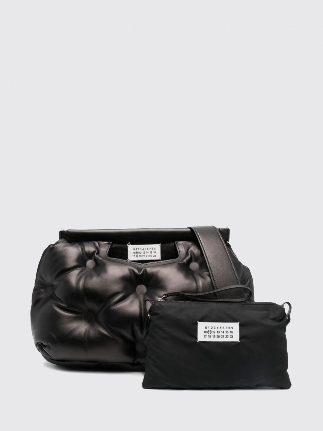 Maison Margiela Quilted Top Handle Shoulder Bag With Detachable Strap In Black