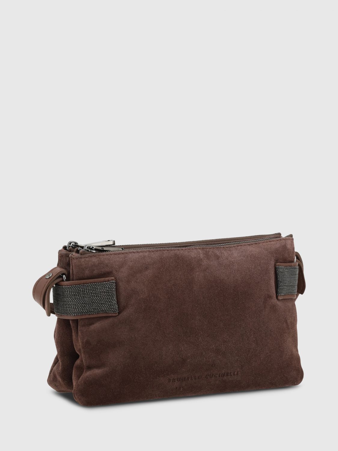 Clutch Essence Brunello Cucinelli in camoscio con Precious Bands